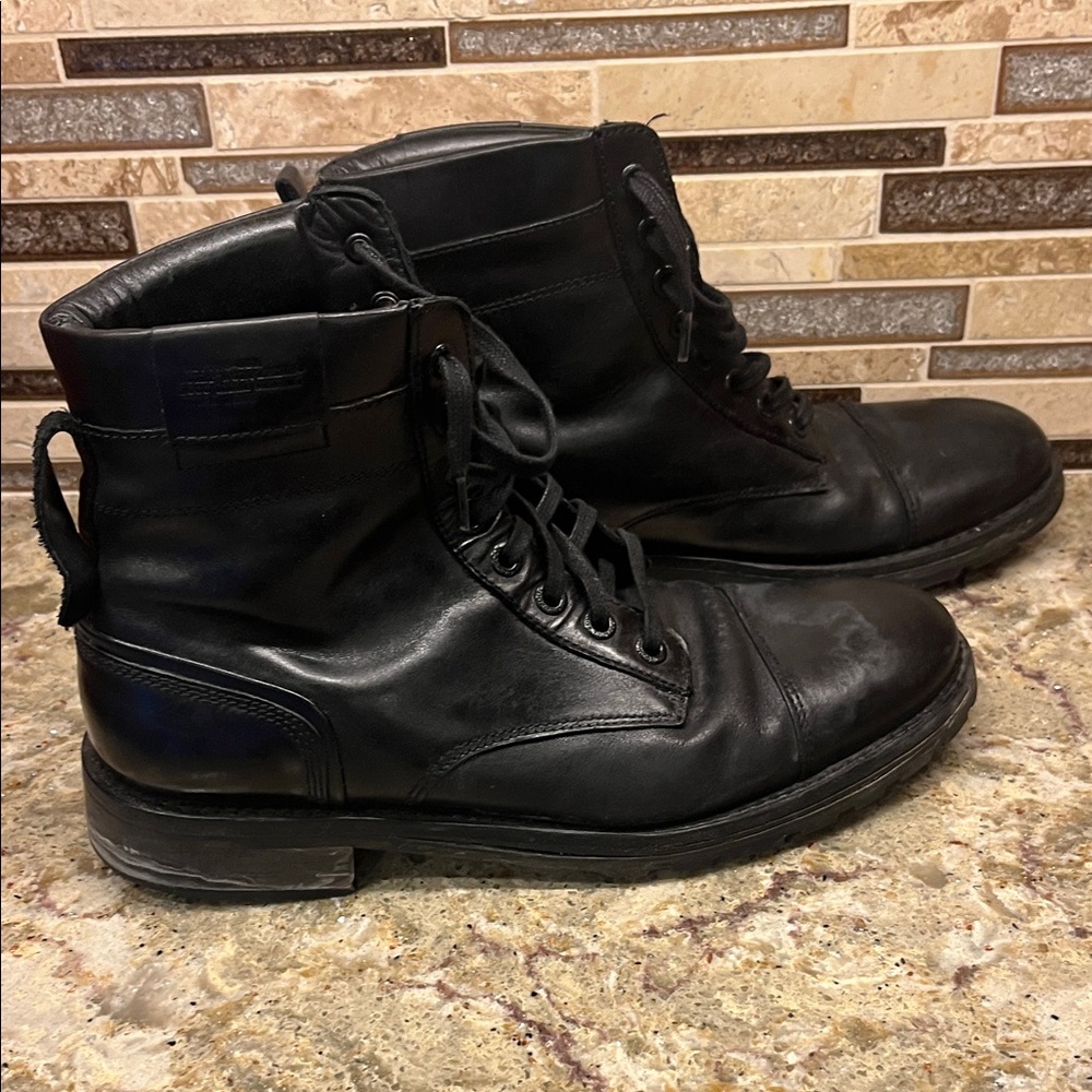 Wolverine Black Leather Lace-Up Boots